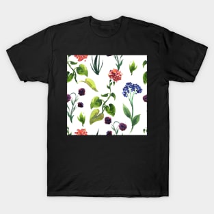 Seamless plants pattern. Floral decorative illustration T-Shirt